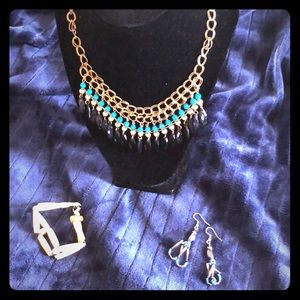 Vintage‎ Boho Southwest Necklace Earrings Bracelet Set
